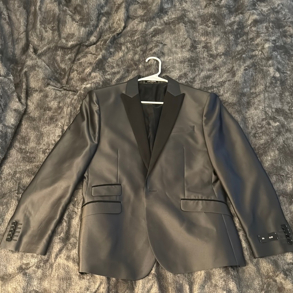 NWOT Men’s EXPRESS Metallic Grey & Black Blazer 38s Slim